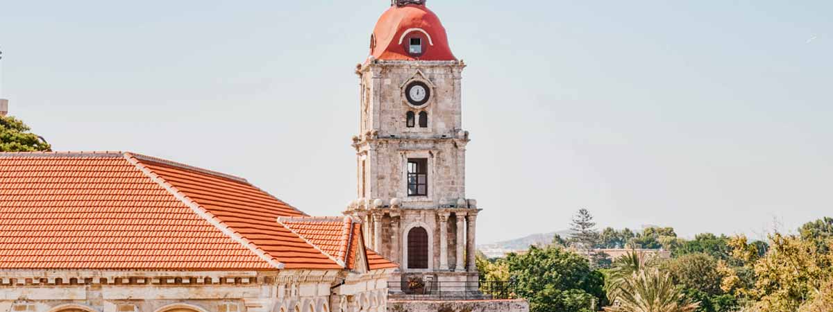 Medieval-Clock-Tower-rhodes-apartments-to-let